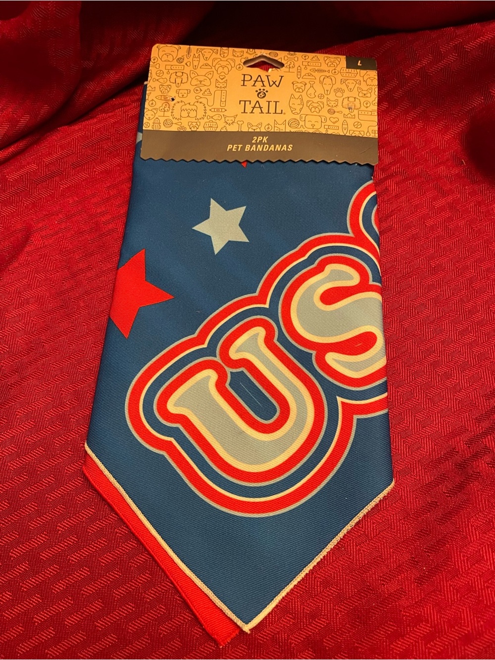 Paw & Tail 2pk Pet Bandanas Red, White & Blue